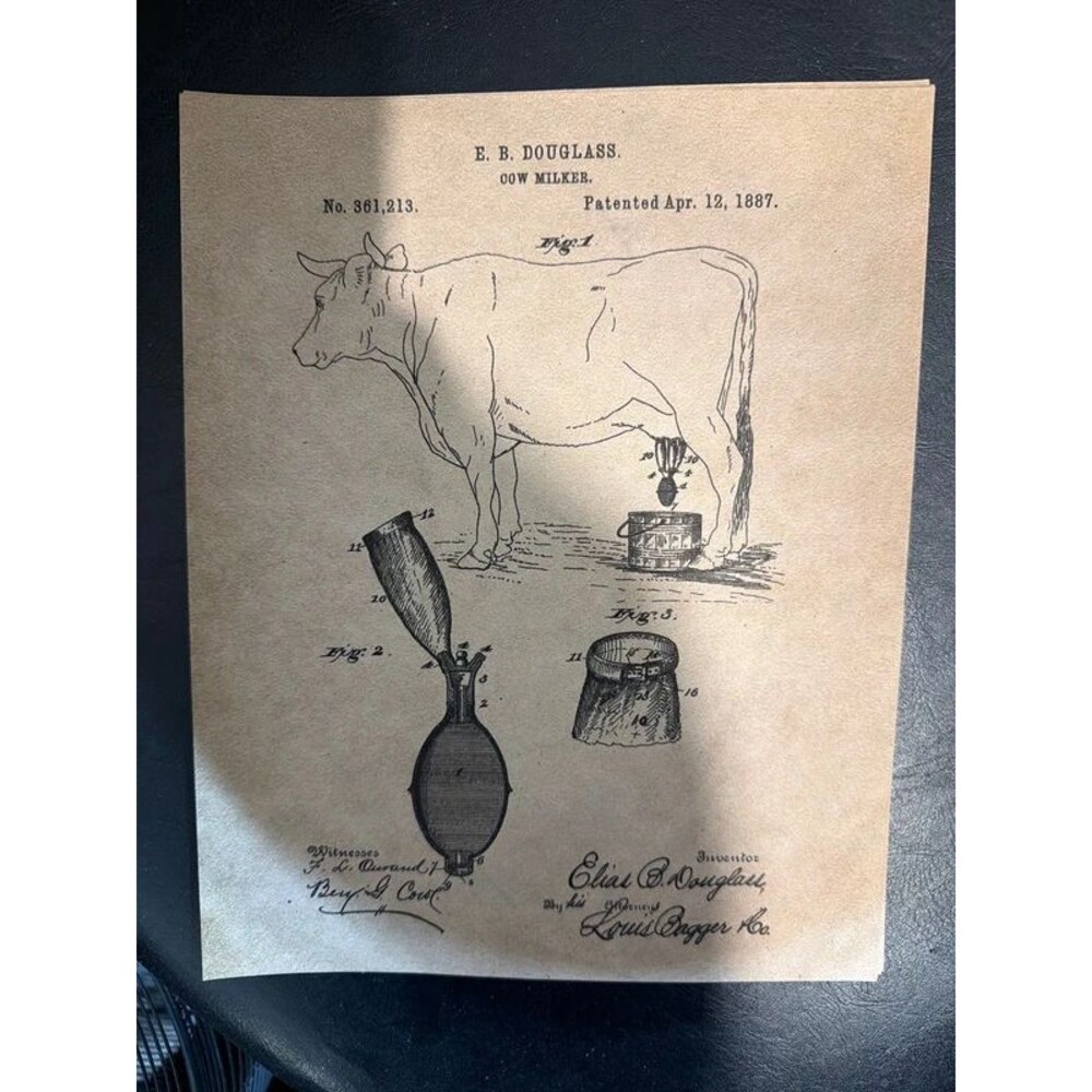Vintage us milker, invented by Elias B. Douglass.